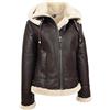 A1 FASHION GOODS Giacca da donna in vera pelle di pecora con cappuccio marrone Shearling B3 Pilot Aviator Coat - Maria Marrone 48