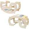 labebe Arco da arrampicata, triangolo arcobaleno speciale per bambini, altalena per interni in legno, cavallo a dondolo per bambini dai 3 anni in su