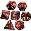 Kasyat Set di 7 Pezzi Dadi Poliedrici con Sacchetto Nero Set di DND Dadi per Dungeons and Dragons per Giochi di Ruolo per Giochi di Società Pathfinder RPG (Rosso Nero)