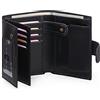 SENDEFN SENFEFN Portafoglio Uomo Vera Pelle Trifold, Portafogli Uomo Blocco RFID con 19 Porta Carte di Credito, Tasca Portamonete, 3 Scomparti Banconote