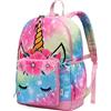 VASCHY Zaino Scuola Bambina Unicorno Arcobaleno 12L, Zainetto Impermeabile Elementare con Pettorina Regolabile 5-8 Anni
