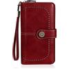 HUA ANGEL Donna Lunga Clutch Portafoglio Grande Capacità Cerniera Portamonete Borsa per Cellulare Pelle PU Pochette da Polso con Multiple Slot per Schede Carte di Credito Contanti Fatture