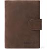 SENDEFN SENFEFN Portafoglio Uomo Vera Pelle Trifold, Portafogli Uomo Blocco RFID con 19 Porta Carte di Credito, Tasca Portamonete, 3 Scomparti Banconote