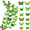 LEEWYOU 24 Pcs Adesivo da Parete Farfalla, 3D Farfalle Decorative, 3D con Adesivo da Parete Farfalla Magnetico, Adesivo Farfalla Staccabile Ottimo per Decorazioni (Verde)