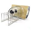 Forlivese Porta Coperchi Pentole Salvaspazio, 9 Scanalature Organizer Padell, Portacoperchi in Acciaio Inossidabile con 4 Cuscinetti Silicone, Porta Coperchi da Cassetto, Scaffale Cucina, Organizzatore Cucina