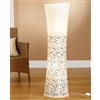 Trango moderno disegno Lampada da terra I lampada di carta di riso in bianco rotondo con motivo floreale design TG1240L alta 125 cm come salotto Deco lampada I paralume incl.2 lampadine E14 LED
