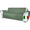 Moonange Copridivano 2 Posti con Braccioli Seduta 120 cm Impermeabile Reversibile Antiscivolo Antimacchia Antigraffio Antipelo Moderno Verde