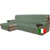 Moonange Copridivano 2 posti con Penisola Seduta 200 cm Impermeabile Salva divano Angolare Antiscivolo Antimacchia Reversibile Antigraffio Antipelo Verde