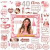AIYONG Cornice per Foto 40° Compleanno, 40 Pezzi Photo Booth oro rosa Compleanno Accessori Carta Foto Frame Cornice Puntelli Fotografia Decorazione per Festa Compleanno Gadget 40 Anni Fai da Te