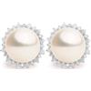 SECRET & YOU Orecchini Donna Perle Coltivate d'Acqua Dolce a Bottone 11-12 mm e Zirconi | Argento 925 Rodiato