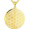 JO WISDOM Collana di Fiore della vita Argento 925 Donna,Ciondolo con Catena con Placcato in Oro Giallo