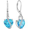 YL Orecchini Cuore in argento 925 con Orecchini da donna in pietra portafortuna di marzo acquamarina