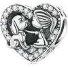NINGAN Ragazze e animali domestici Cuore Beads Charm in argento 925 Adatto per braccialetti da donna