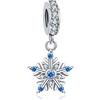 Annmors Jewelry Blue Snowflake Dangle Charm 925 Sterling Silver Charm for Woman Girl Beads for Women European Bracelet&Necklace