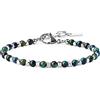 GAVU Bracciale da Uomo con Perline di Pietra Dura Azzurrite e Pepite Quadrate di Acciaio Inox