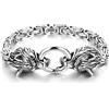 PiercingJak Bracciale da uomo con testa di lupo vichingo, in acciaio inossidabile, catena da uomo, stile nordico, vichingo, norreno, biker amuleto, odino, lupo braccialetti