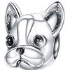 MariaFonte Charm Compatibile Tutte Marche Bracciali Collane Cane Bulldog Francese Portafortuna Argento 925 Compleanno Anniversario Ciondoli Originale Amicizia Mamma Bead Cuore Natale