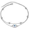 Flyow Cavigliera in argento sterling 925, con ciondoli a forma di occhio di Allah e mano di Fatima/farfalla/croce/nodo celtico/cuore, per donne e ragazze, regolabile, 22,8-25,4-28 cm, Argento sterling,
