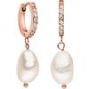 Purelei Orecchini Malahi Purelei (oro rosa), Orecchini donna in acciaio inossidabile con perla, Gioielli da donna durevoli, Orecchini pendenti con pietre ideali come regalo, 13 mm di diametro