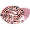 Generic Fukugems 108 mala tibetano collana per donne uomo, mala bracciale buddista, meditazione mala, rhodonite yoga mala