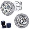 MomentWish Orecchini Moissanite Argento 925, 1 Carato Orecchino Punto Luce Donna Bottone Anallergici Simulato Diamanti Brillanti con Certificato GRA Regalo 5mm