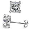 Emma Manor EM Orecchino a bottone quadrato con zirconi cubici taglio principessa in argento sterling 925 per donna uomo ragazza con placcato oro 18k