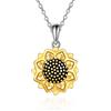 VONALA Collana in Argento Sterling 925 con Ciondolo Girasole Lariat Gioielli Regalo per Donne, 20mm, Argento sterling, Zirconia cubica