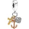 MariaFonte Charm New 2025 Compatibile Tutte Marche Pendente Tricolore Croce Cuore Ancora Compleanno Anniversario Ciondoli Originale Portafortuna Argento 925 Amicizia Mamma Set Famiglia Natale