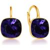 MŚ 1997 MENNICA ŚWIDNICKA Square Stupendi orecchini con comoda chiusura realizzati in argento sterlina 925 placcati con oro a 24 carati regalo per la Festa della Mamma, compleanni, onomastici o anniversari (Purple)