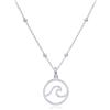 WANDA PLATA Collana con ciondolo a forma di onda di mare da donna, in argento Sterling 925, con ciondolo a forma di onda surf, con catenina lunga 40 cm, solfero oceano, Argento sterling