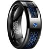 NUNCAD 8mm Anello Uomo Nero Celtico Drago, Anello in Tungsteno con Zircone Blu e Fibra di Carbonio per Fede Fidanzamento Regalo Taglia 27.25