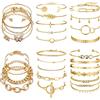 Dochais 30 Pezzi Set Braccialetti Donna Boho Oro, Braccialetti a Catena Impilabili Oro, Braccialetto Set di Gioielli, Regolabile Bracciale a Strati Ciondolo per Donne