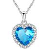 VONSSY Collana di pietre preziose con ciondolo a cuore classico | Collana di pietra portafortuna con zaffiro smeraldo di cristallo | regalo di gioielli per madre figlia fidanzata moglie lei