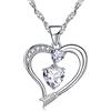 Emma Manor EM Collana a Forma di Cuore Collana Con Ciondolo a Forma di Freccia D'amore Placcata in Oro Bianco 14k Per Donna (Oro bianco-04-aprile)