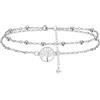 J.MUEN Cavigliera Donna Argento 925 Strati stile boho Estate Spiaggia Cavigliera,Regolabile 22+4cm