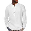 LVCBL Camicia da uomo Henley, a maniche lunghe, in cotone, per primavera, estate, tempo libero, vestibilità normale, casual, Nero , XXXL