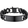 PROSTEEL Bracciale Uomo Personalizzato con Incisione Nero, Lunghezza 23cm, Bracciale Personalizzato Uomo Incisione in Acciaio Inox Braccialetti con Nome Incisione con Confezione Regalo