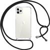Pnakqil Cover per iPhone 11 Pro Max con Cordino, Trasparente Custodia con Laccio Tracolla Cellulare Girocollo Collana Protettiva per iPhone 11 Promax 6.5 Pollici, Nero