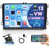 Hikity 2G+64G Android 13 Autoradio 9 pollici per VW Passat Jetta Golf Polo Skoda Radio, Stereo 2 Din con Schermo Tattile Autoradio Vivavoce Bluetooth WiFi GPS FM Telecamera Retromarcia