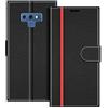 COODIO Custodia in pelle per Samsung Galaxy Note 9, Cover a Libro Magnetica Portafoglio per Samsung Galaxy Note 9, Nero/Rosso