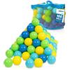 alldoro 60382 100 palline per piscina di palline in plastica, ognuna di 6 cm di diametro, colorate, per bambini, inclusa borsa di trasporto in rete