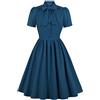 OBEEII Abito Vintage Donne Vestito Cocktail 1950 Gonna retrò Estiva Rockabilly Spalline Maniche Corte, Donne 1950 Audrey Hepbun Vintage Cocktail Vestito a Pois Navy02 L