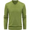 Yukirtiq, maglione da uomo con scollo a V, leggero, a maniche lunghe, in lana, casual, caldo, per autunno e inverno, Verde, XL