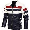 YOUCAI Giacche da Uomo Autunno Inverno Casuale Giacche Biker Giubbotto in Pelle Sintetica con Cerniera Slim Fit Giacca da Moto Giubbotto Bomber Streetwear,Blu Scuro,S