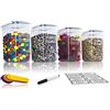 TNM Contenitori Alimentari per Cereali Set (4x2,5L), Contenitori Ermetici  Alimentari Plastica con Coperchio per Alimenti Set, Senza BPA, Utilizzato