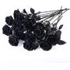 Laelfe 12 Pcs Rose Nera Finte, Bouquet Fiori Finti di Rosa con Steli Lunghi, Rosa Nere Finta per Halloween Decorazioni Composizioni di Nozze Casa Giardino Partito (Nera)