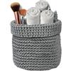 MOMO WAY Cestino Decorativo Organizzatore Scatole Cesto All'uncinetto Per Piccoli Oggetti E Cosmetici Ideale Come Contenitore Di Stoccaggio Per Casa Bagno Armadio Grigio 1 Pz 14x14 cm