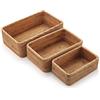 DECRAFTS Cestini Portaoggetti Rettangolari in Rattan Scatola di Vimini Tessuta Impilabile per Armadi da Cucina Scaffale Naturale Set di 3