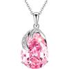 VONSSY Collana con ciondolo ovale classico con pietre preziose | Collana di smeraldo di pietra portafortuna con rubino di cristallo | Catena placcata oro platino 18 carati