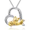 LONAGO 925 Sterline D'argento Collana Volpe Per Sempre Nel Mio Cuore Madre e Figlio Carino Volpe Pendente Collana Gioielli per le Donne